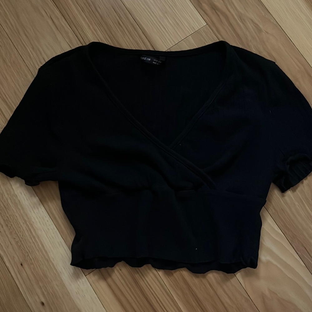Shein Ribbed Crossover Crop Top